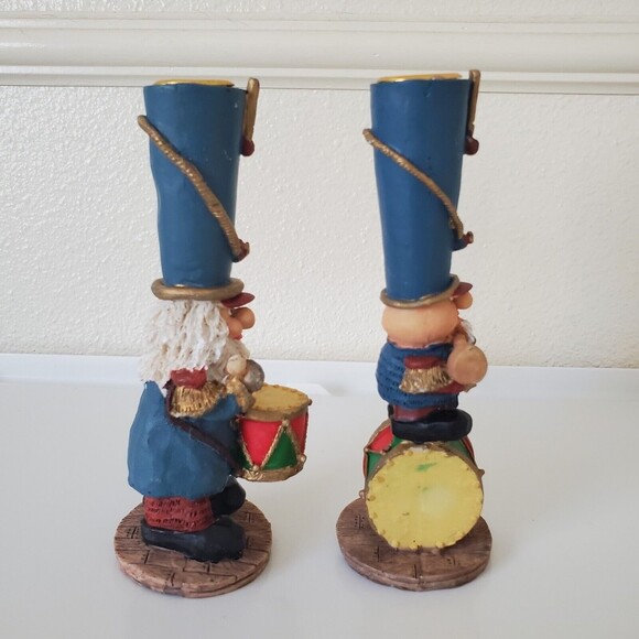 Christmas Candle Holders 7 " Tall Resin set of 2 Solider Drummer Candle Holders - Picture 4 of 11